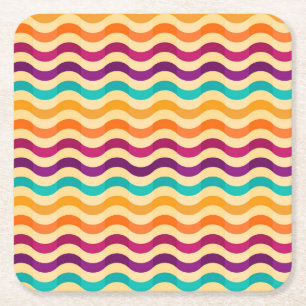 Achtergrond met strepen in retro 2 vierkante kartonnen onderzetter