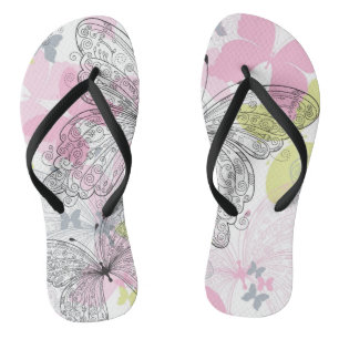 Achtergrond met vlinder teenslippers