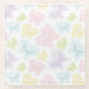 Achtergrond met vlinders in de waterverf glazen onderzetter