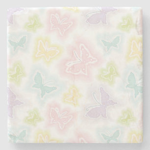 Achtergrond met vlinders in de waterverf stenen onderzetter