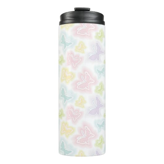 Achtergrond met vlinders in de waterverf thermosbeker (Voorkant)