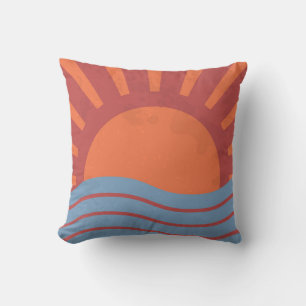 achtergrond met zee en zon. zomerretro kussen