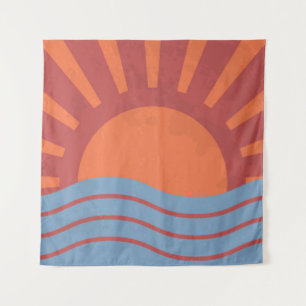 achtergrond met zee en zon. zomerretro wandkleed