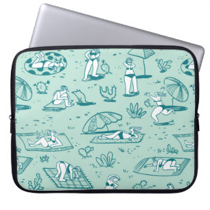 Achtergrond met zomerstrandmeisjes. Naadloze vlek Laptop Sleeve