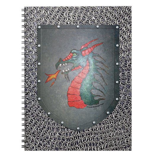 Achtergrond Metal Shield Dragon Chainmail Notitieboek (Voorkant)