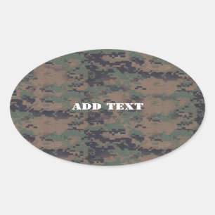 Achtergrond militair digitaal bos ovale sticker