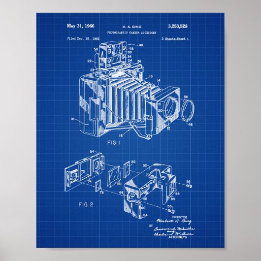 achtergrond Poster Blauwdruk camera Patent (Voorkant)