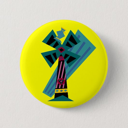 Achtergrond postmodern palm Bird Sans Ronde Button 5,7 Cm (Voorkant)