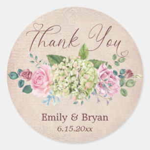 achtergrond Roos Spray Wedding Dank je Ronde Sticker