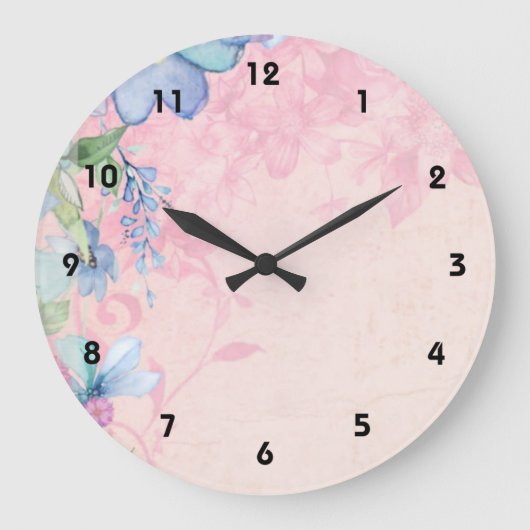 achtergrond roze en blauw grote klok (Voorkant)