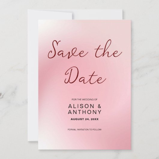 Achtergrond roze ombre save the date (Voorkant)
