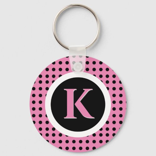 Achtergrond roze poka Dots Sleutelhanger (Voorkant)