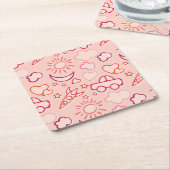 achtergrond speelgoed vierkante kartonnen onderzetter (Schuin)