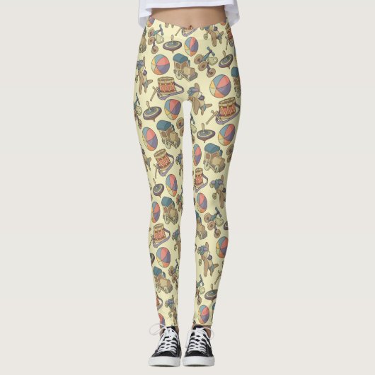 Achtergrond speelgoedpictogrammen leggings (Voorkant)
