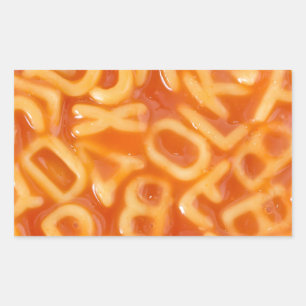 Achtergrond van alfabetvormige spaghetti rechthoekige sticker