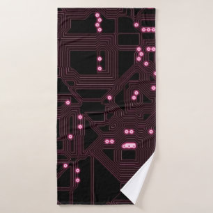 achtergrond van de roze microchip, 3d,ab badhanddoek