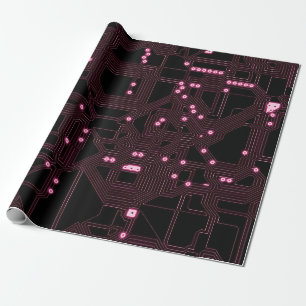 achtergrond van de roze microchip, 3d,ab cadeaupapier