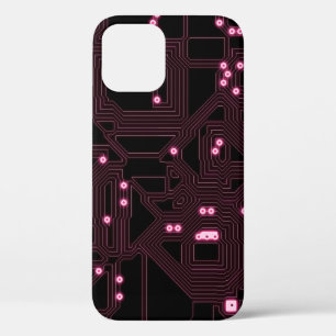 achtergrond van de roze microchip, 3d,ab iPhone 12 hoesje