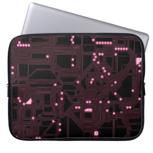 achtergrond van de roze microchip, 3d,ab laptop sleeve