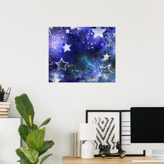 Achtergrond van de ruimte met sterren poster (Thuiskantoor)