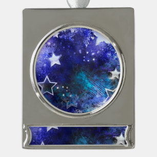 Achtergrond van de ruimte met sterren verzilverd banner ornament