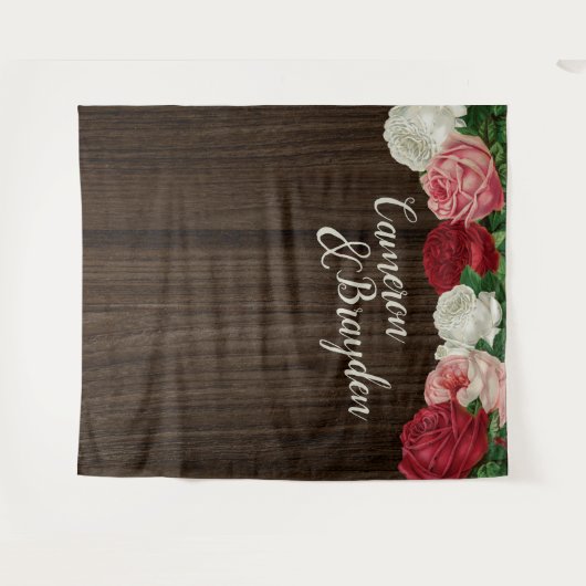 Achtergrond van Floral Rustic Wedding Party Wandkleed (Voorkant (horizontaal))