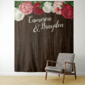 Achtergrond van Floral Rustic Wedding Party Wandkleed (In situ)