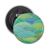 Achtergrond van gekrulde abstracte groene golven button flesopener (Voorkant)