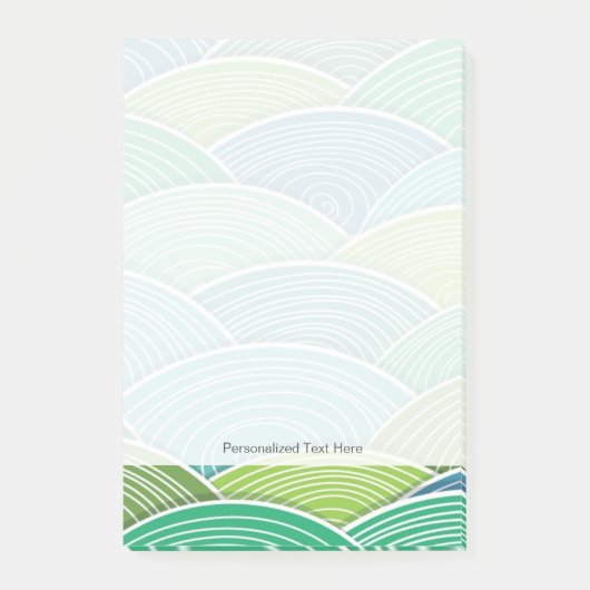 Achtergrond van gekrulde abstracte groene golven post-it® notes (Voorkant)