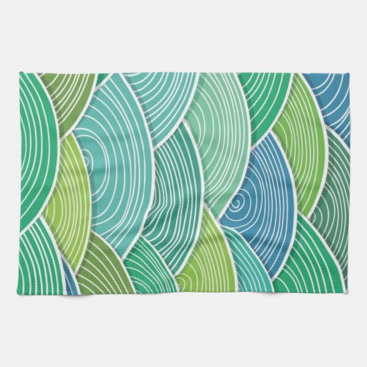 Achtergrond van gekrulde abstracte groene golven theedoek (Horizontaal)