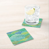 Achtergrond van gekrulde abstracte groene golven vierkante kartonnen onderzetter (Insitu)