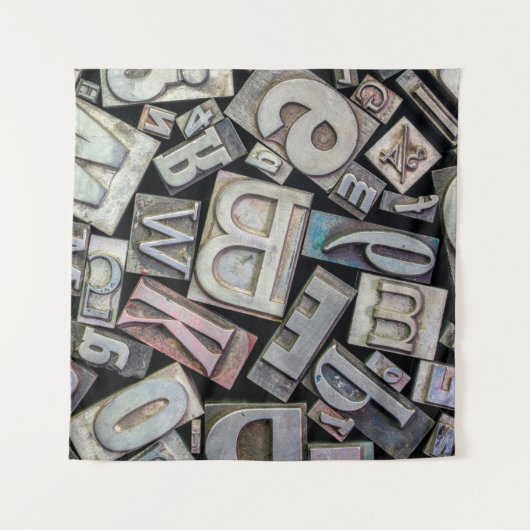 achtergrond van  grijnletterdruk wandkleed (Voorkant)