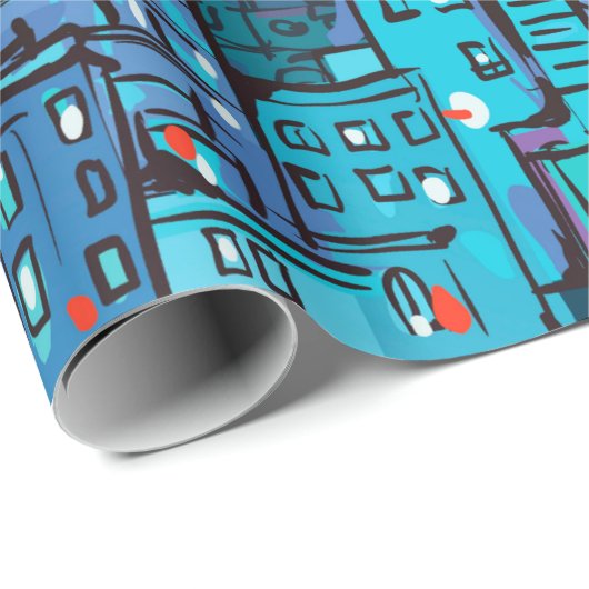 Achtergrond van het nachtcityscape. Handtekening i Cadeaupapier (Rol Hoek)