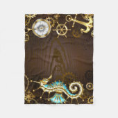 Achtergrond van hout met mechanische zeepaardjes fleece deken (Voorkant)