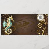 Achtergrond van hout met mechanische zeepaardjes menu (Voorkant)