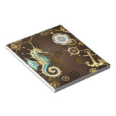 Achtergrond van hout met mechanische zeepaardjes notitieblok (Schuin)