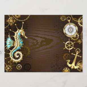 Achtergrond van hout met mechanische zeepaardjes programma