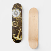 Achtergrond van hout met mechanische zeepaardjes skateboard (Voorkant)