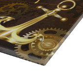 Achtergrond van hout met mechanische zeepaardjes snijplank (Hoek)