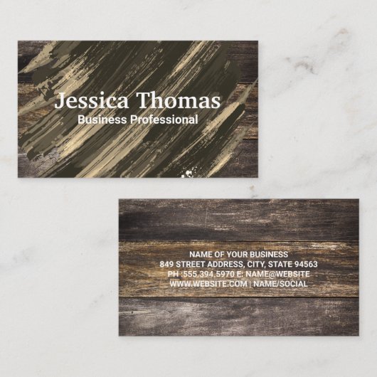 Achtergrond van hout | Penseeltextuur Visitekaartje (Voorkant / Achterkant)