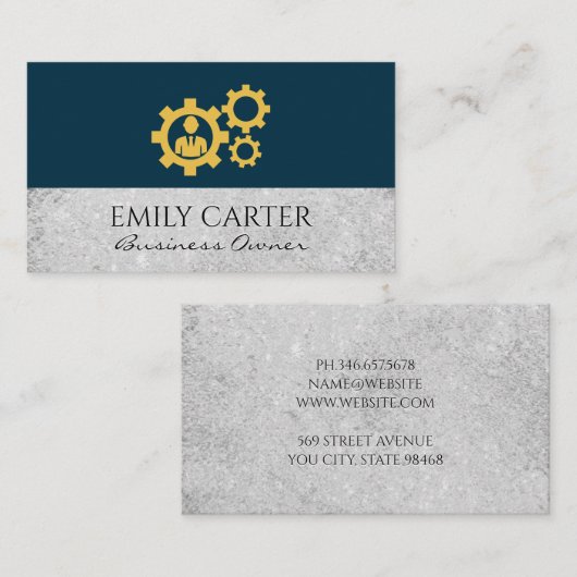 Achtergrond van  structuur tandwielpictogram visitekaartje (Voorkant / Achterkant)