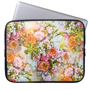 Achtergrond van zomerbloem, bloesems laptop sleeve