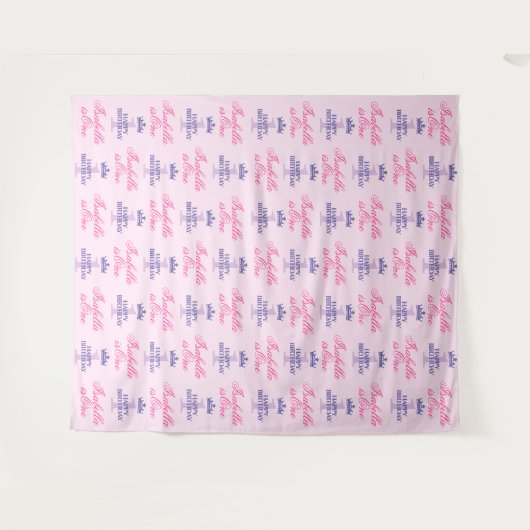 Achtergrond voor 1-jarig verjaardagsmeisje, stap-v wandkleed (Voorkant (horizontaal))