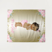 Achtergrond voor babyfeestje met etnisch meisje wandkleed (Voorkant (horizontaal))