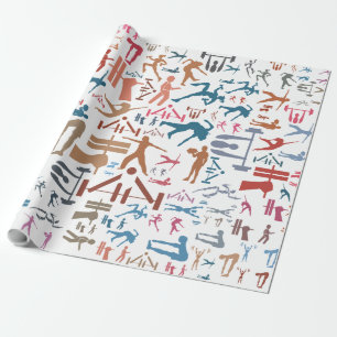 Achtergrond voor fitnesssymbolen cadeaupapier