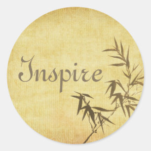 Achtergrond voor gegrepen bamboepapier ronde sticker