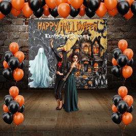 Achtergrond voor Happy Halloween fotohokje Wandkleed