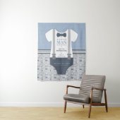 Achtergrond voor Little Man Baby Shower, Navy, Gri Wandkleed (In situ)