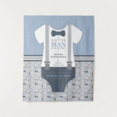 Achtergrond voor Little Man Baby Shower, Navy, Gri Wandkleed (Voorkant)