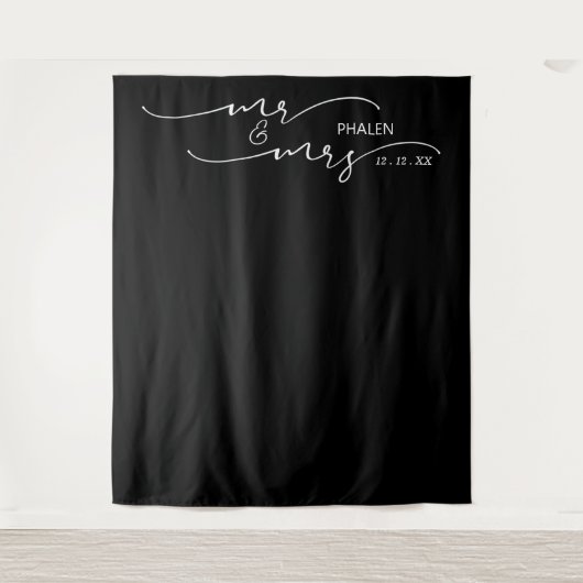 Achtergrond voor Mr. en Mrs. Black bruiloft Wandkleed (Voorkant)